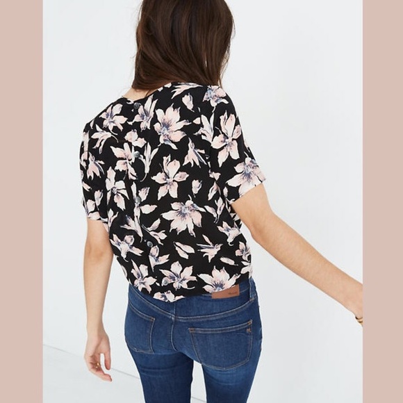 MADEWELL Silk Button-Back Tie Tee in Winter Orchid - Picture 4 of 11